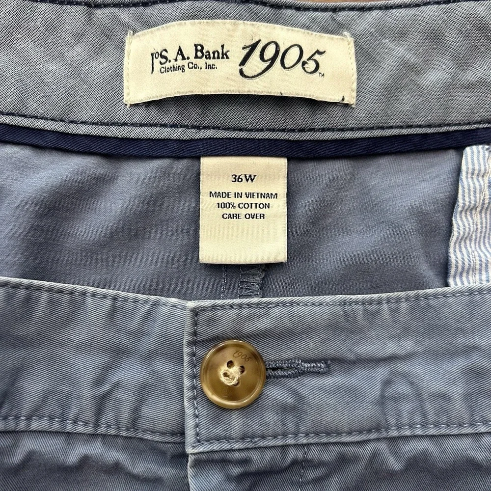 Jos A Banks 1905 Men's Blue Chino 100% Cotton Shorts Size 36 10